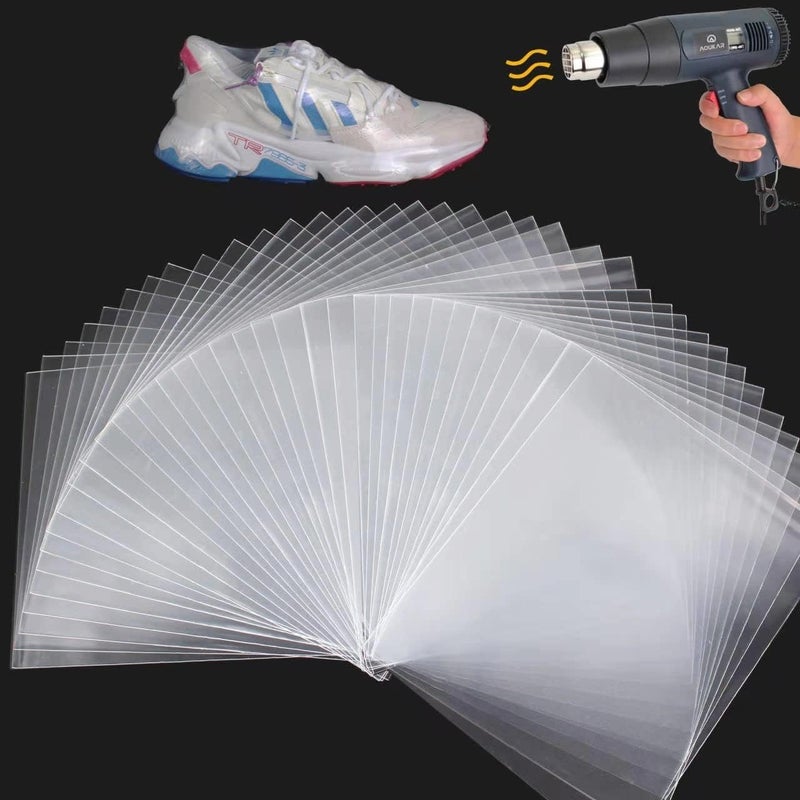 AOUKAR Shrink Wrap Bags - 100 Pcs 12x17 Inch Clear PVC Heat Shrink Bands for Packagaing Soap, Bath Bombs, Candles, Easter Gifts, Jars and Homemade DIY Projects (100PCS-12X17 inch) - Image 1